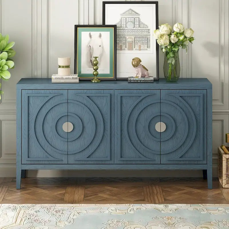 Retro Sideboarddoor with Circular Groove Design Round Metal Door Handle - N/A