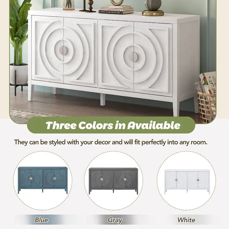 Retro Sideboarddoor with Circular Groove Design Round Metal Door Handle - N/A