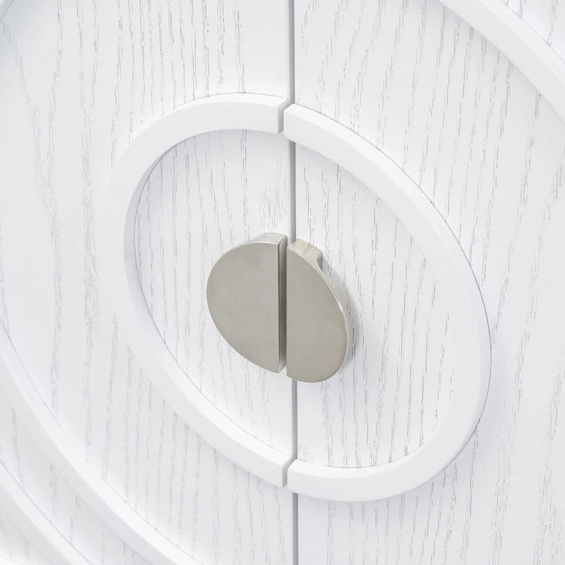 Retro Sideboarddoor with Circular Groove Design Round Metal Door Handle - N/A