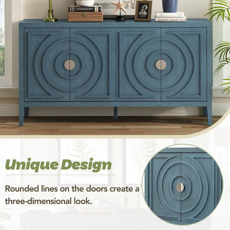 Retro Sideboarddoor with Circular Groove Design Round Metal Door Handle - N/A
