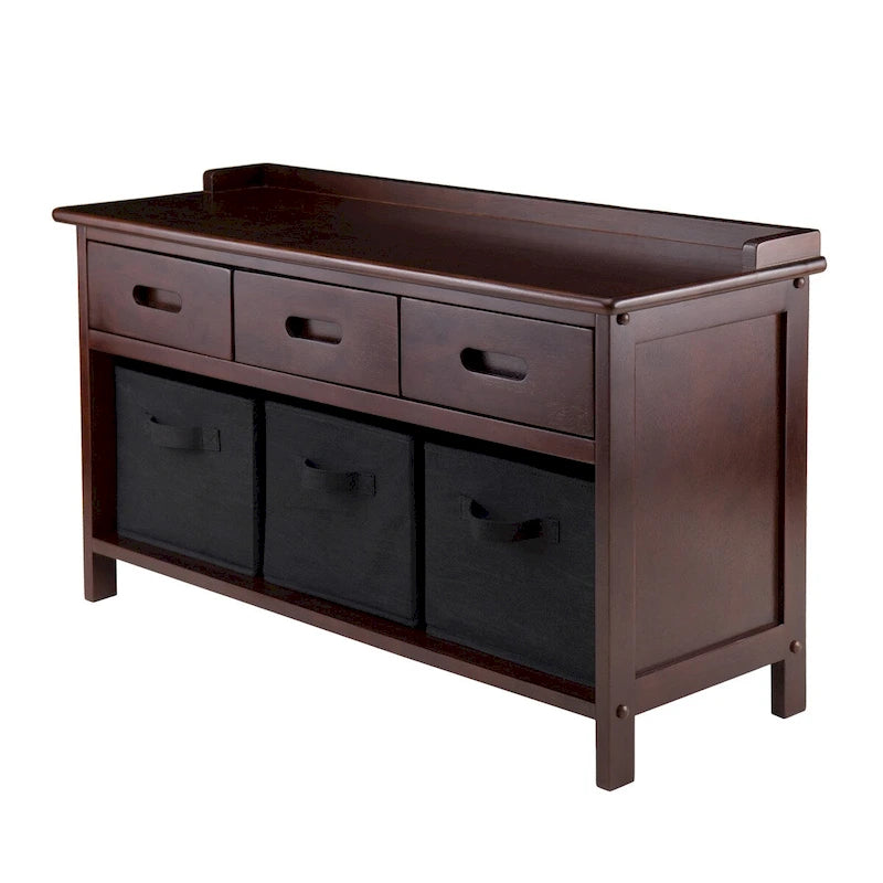 Adriana 4-Pc Storage Bench with 3 Foldable Fabric Baskets