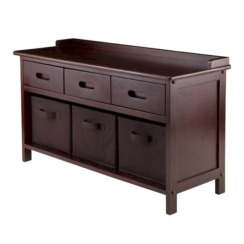 Adriana 4-Pc Storage Bench with 3 Foldable Fabric Baskets