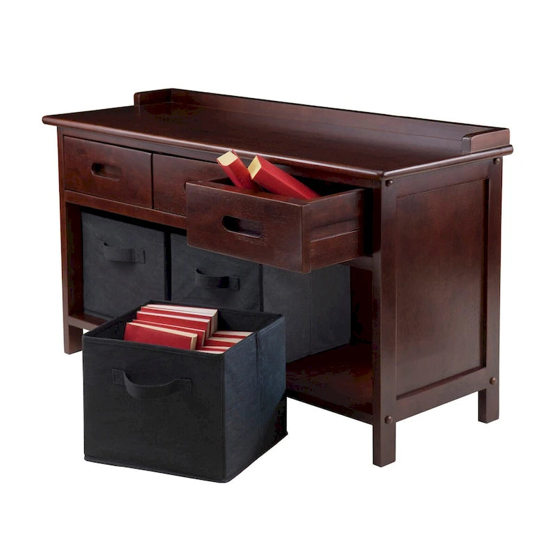 Adriana 4-Pc Storage Bench with 3 Foldable Fabric Baskets