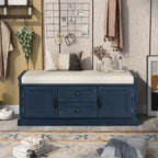 Shoe Bench Storage Bench with 2 Drawers,2 Cabinets,Removable Cushion