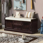 Shoe Bench Storage Bench with 2 Drawers,2 Cabinets,Removable Cushion