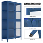 Four Door Storage Cabinet with Adjustable Shelves and Feet Cold-Rolled Steel Sideboard Furniture for Living Room Kitchen