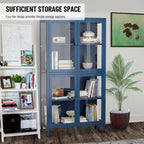 Four Door Storage Cabinet with Adjustable Shelves and Feet Cold-Rolled Steel Sideboard Furniture for Living Room Kitchen