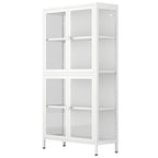 Four Door Storage Cabinet with Adjustable Shelves and Feet Cold-Rolled Steel Sideboard Furniture for Living Room Kitchen