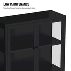 Four Door Storage Cabinet with Adjustable Shelves and Feet Cold-Rolled Steel Sideboard Furniture for Living Room Kitchen