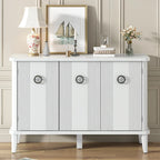 Simple and Atmospheric Solid Wood Veneer Fraxinus Mandschuric Cabinet with Three Acacia Solid Doors,Adjustable