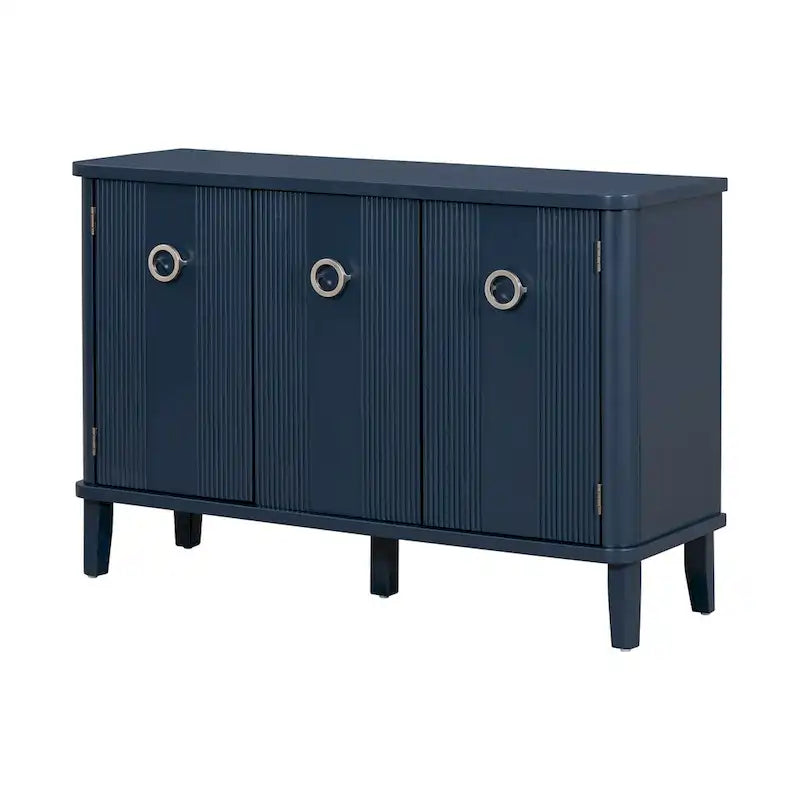 Simple and Atmospheric Solid Wood Veneer Fraxinus Mandschuric Cabinet with Three Acacia Solid Doors,Adjustable