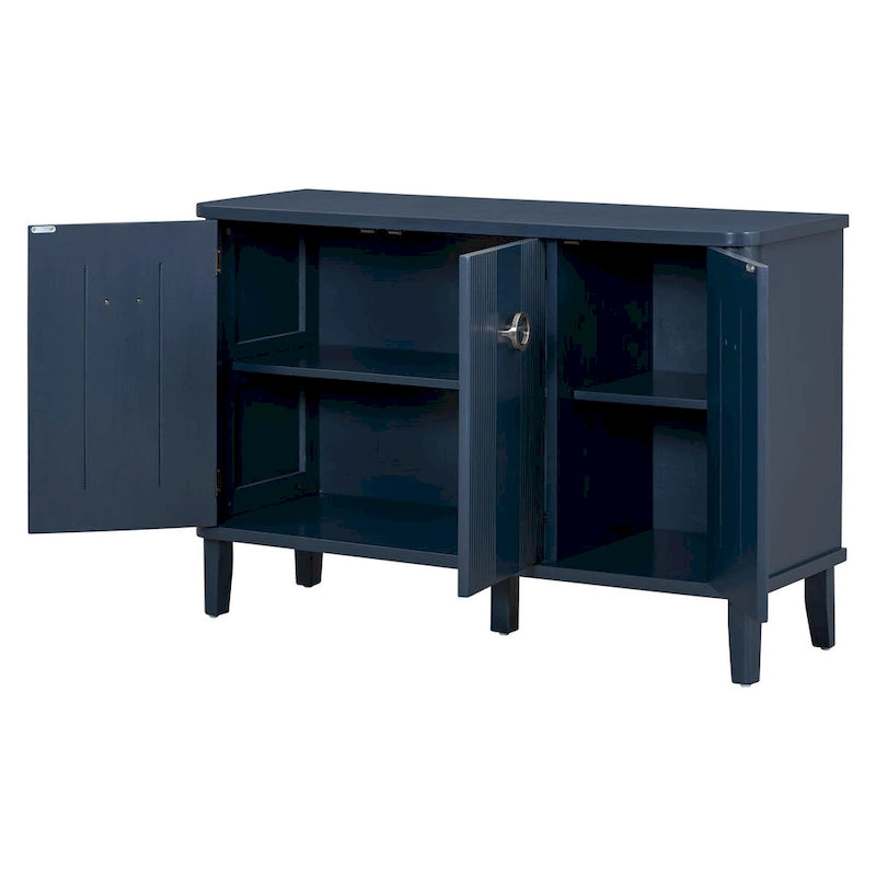 Simple and Atmospheric Solid Wood Veneer Fraxinus Mandschuric Cabinet with Three Acacia Solid Doors,Adjustable