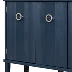 Simple and Atmospheric Solid Wood Veneer Fraxinus Mandschuric Cabinet with Three Acacia Solid Doors,Adjustable