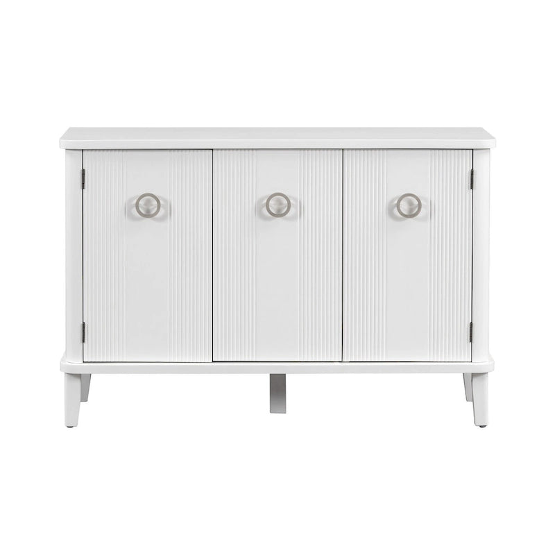 Simple and Atmospheric Solid Wood Veneer Fraxinus Mandschuric Cabinet with Three Acacia Solid Doors,Adjustable