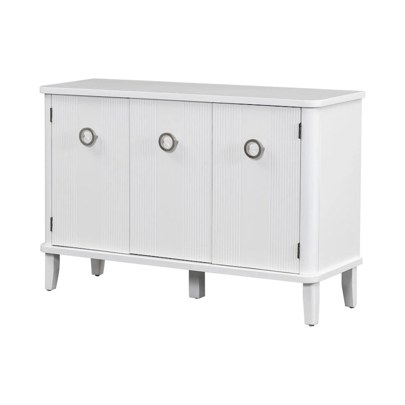 Simple and Atmospheric Solid Wood Veneer Fraxinus Mandschuric Cabinet with Three Acacia Solid Doors,Adjustable