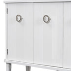 Simple and Atmospheric Solid Wood Veneer Fraxinus Mandschuric Cabinet with Three Acacia Solid Doors,Adjustable
