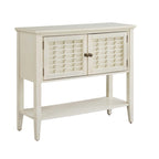 White 2-Door Console Table with Wicker Lattice Doors