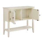 White 2-Door Console Table with Wicker Lattice Doors