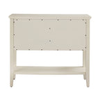White 2-Door Console Table with Wicker Lattice Doors