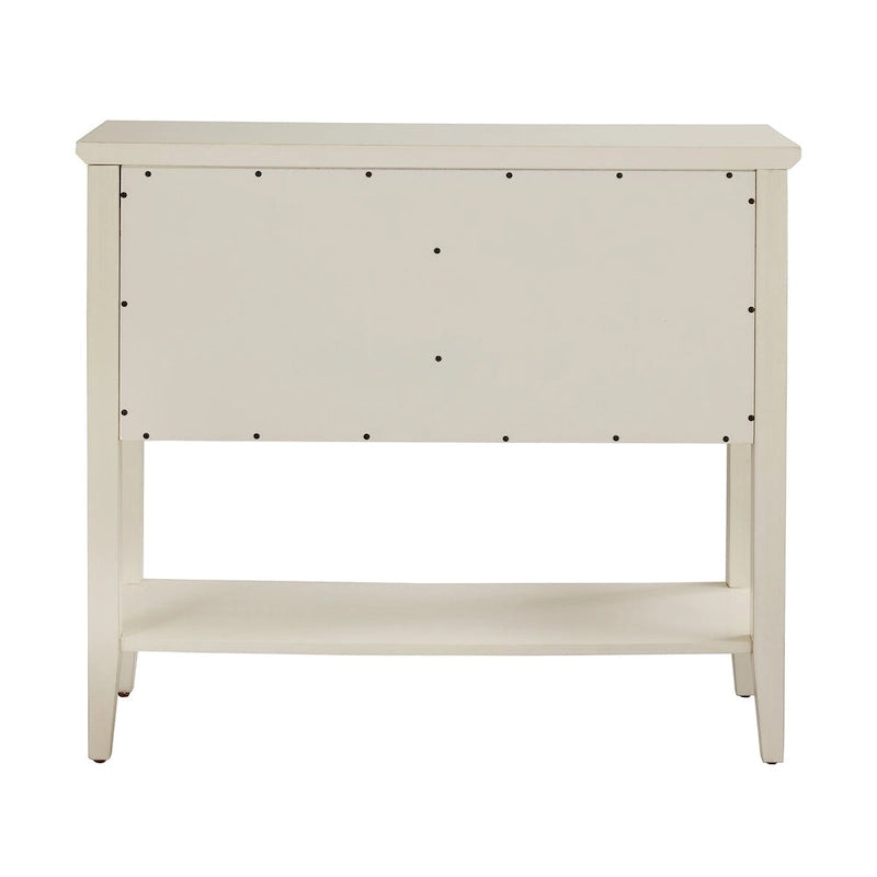 White 2-Door Console Table with Wicker Lattice Doors