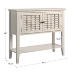 White 2-Door Console Table with Wicker Lattice Doors