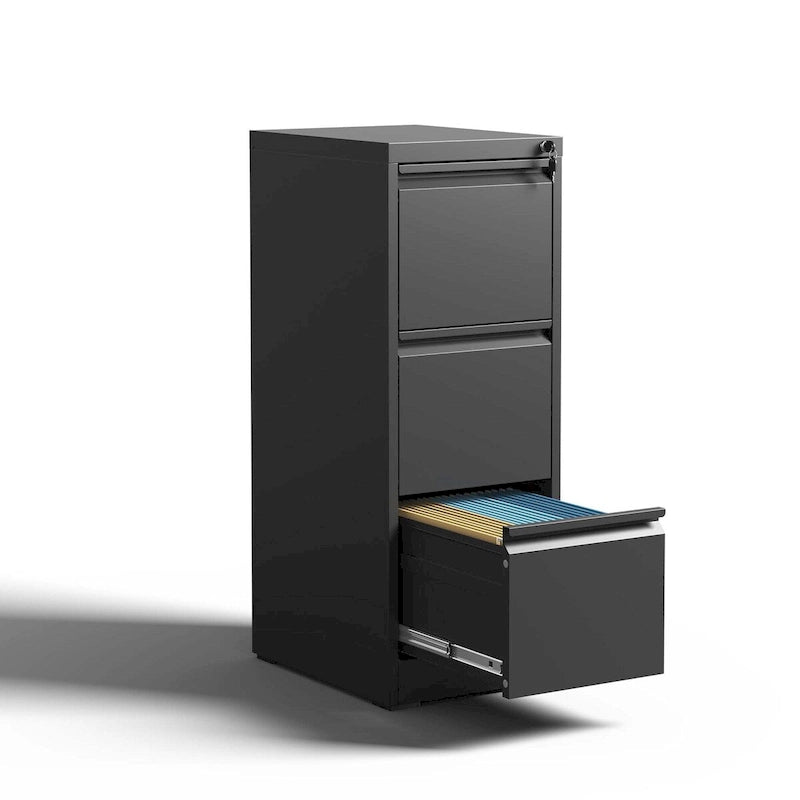 3 Drawer Metal Vertical File Cabinet with Lock Office Home Steel Vertical File Cabinet for A4 Legal/Letter Size3