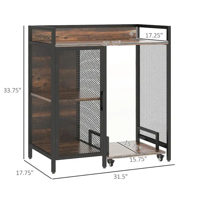 Rustic Brown & Black Printer Stand, Wood Finish, Single-User