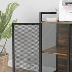 Rustic Brown & Black Printer Stand, Wood Finish, Single-User
