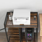 Rustic Brown & Black Printer Stand, Wood Finish, Single-User