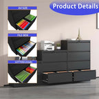 Lateral Black File Cabinet 4 Drawer,with Lock,Lockable File Cabinet