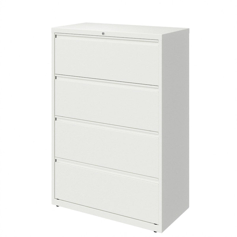 White/Black 4-Drawer Lateral File Cabinet, 36W – Single User