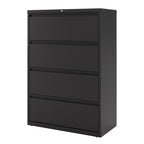 White/Black 4-Drawer Lateral File Cabinet, 36W – Single User