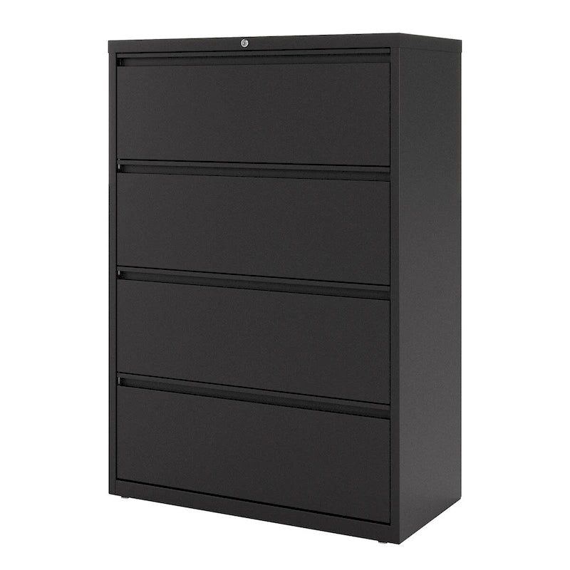 White/Black 4-Drawer Lateral File Cabinet, 36W – Single User