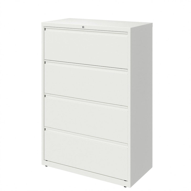 White/Black 4-Drawer Lateral File Cabinet, 36W – Single User