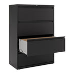 White/Black 4-Drawer Lateral File Cabinet, 36W – Single User