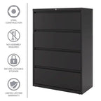 White/Black 4-Drawer Lateral File Cabinet, 36W – Single User