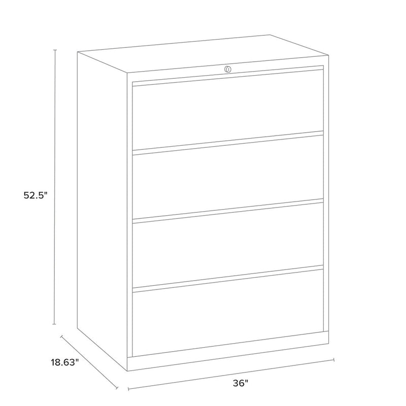 White/Black 4-Drawer Lateral File Cabinet, 36W – Single User