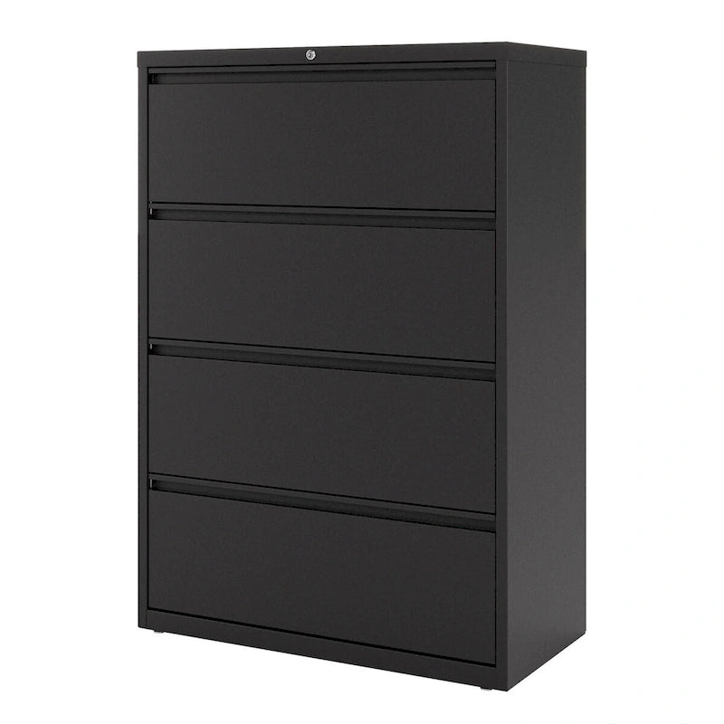 White/Black 4-Drawer Lateral File Cabinet, 36W – Single User