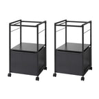 2 Pcs Mobile Vertical File Cabinet with Filing Holders, Printer Stand with Open Storage Shelf, fits A4 or Letter Size