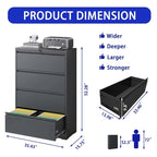 4 Drawer Metal Filing Cabinet with Lock, Legal/Letter/A4/F4 Size