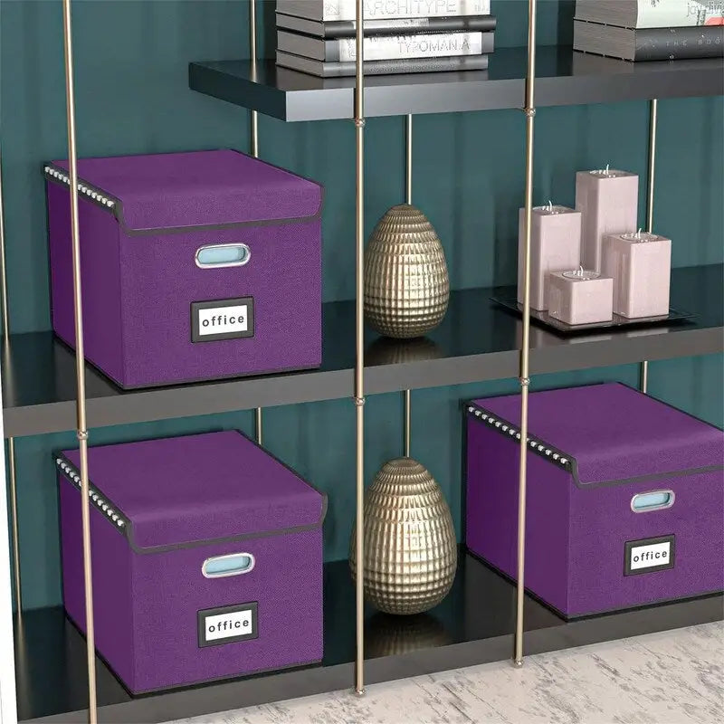 Collapsible File Storage Organizer Box - 14.9L x 12.7W x 10.8H