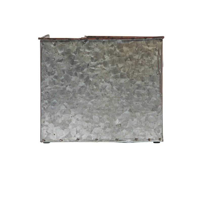 Metal Desk Organizer with 4 Compartments in Galvanized Finish