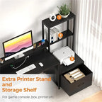 Shaped Desk with Power Outlets - 18.89D x 70.07W x 29.52H
