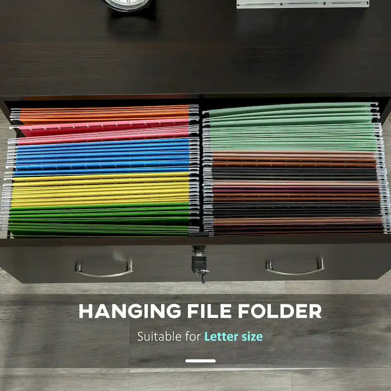2-Drawer File Cabinet with Lock and Keys, Vertical Storage Filing Cabinet with Hanging Bar for Letter Size, Home Office