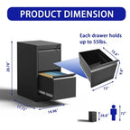2 Drawer Metal Vertical Filing Cabinet with Lock,A4 Legal/Letter Size