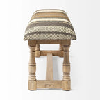 59" Beige, Gray & Brown Jute Striped Upholstered Bench – 1 Person