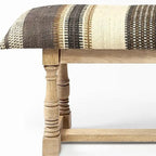 59" Beige, Gray & Brown Jute Striped Upholstered Bench – 1 Person