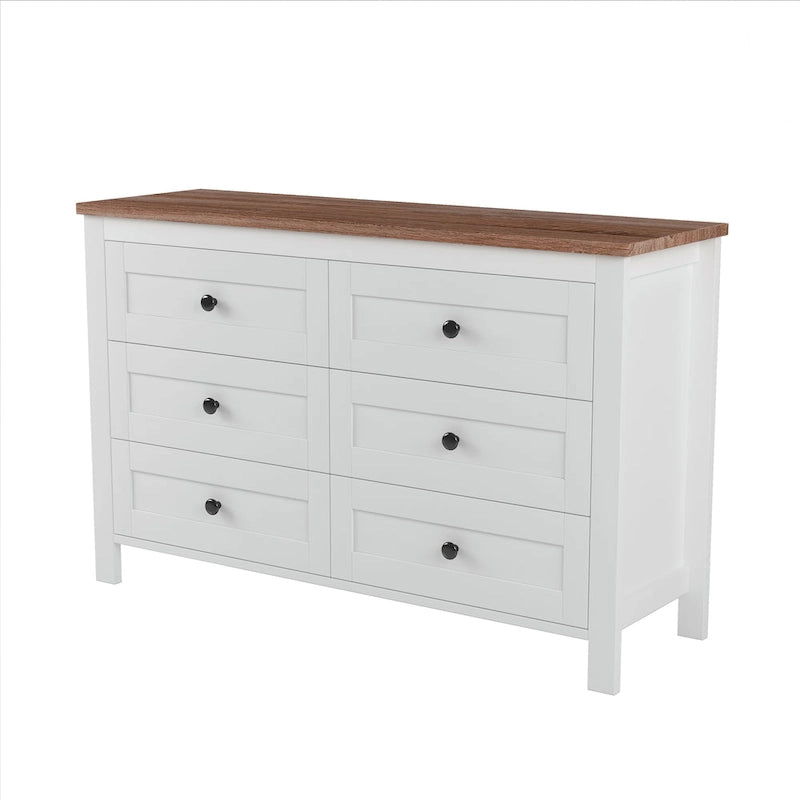 Retro Farmhouse Style Storage Cabinet with 6 Drawer