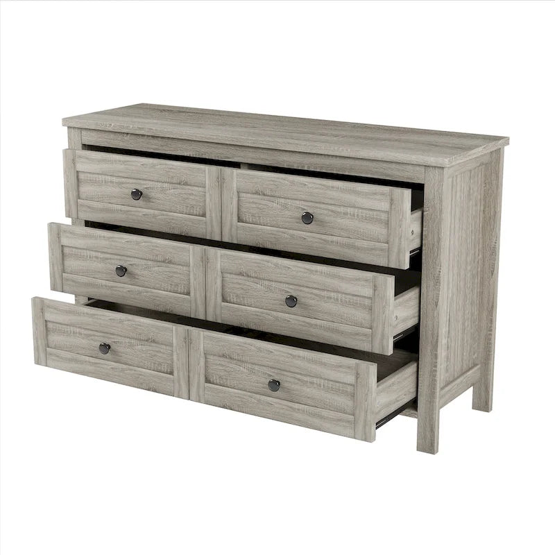 Retro Farmhouse Style Storage Cabinet with 6 Drawer