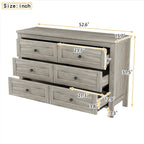 Retro Farmhouse Style Storage Cabinet with 6 Drawer